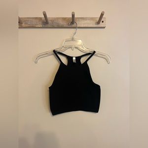 Ribbed black halter tank